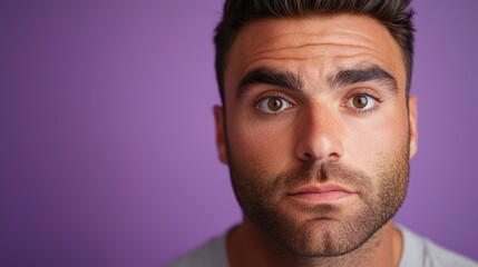 Fototapeta premium Close up portrait of a young man with stubble