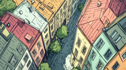 Obraz premium Pm2.5 flat design top view urban cityscape theme cartoon drawing colored pastel.