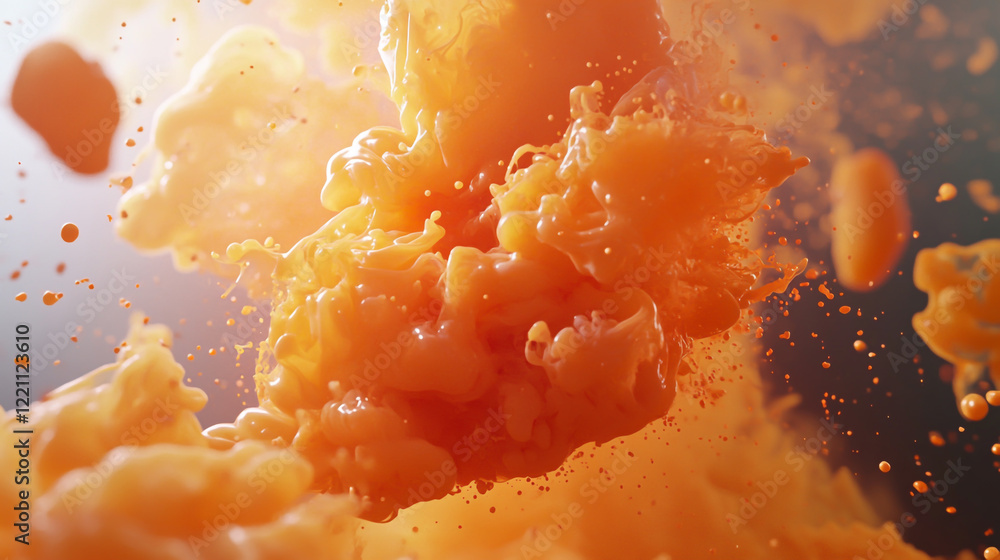 Aufkleber explosive burst of orange ink, creating a dynamic and captivating visual representation of technolog