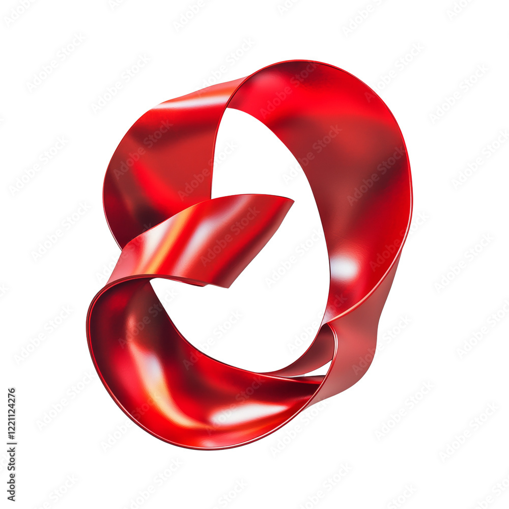 Poster A digitally created image showcases a red ribbon twisted into an abstract swirl against a black backdrop.