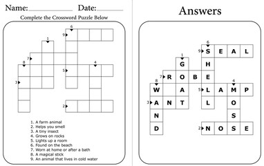 Printable Crossword Puzzle Worksheet: Digital Word Game for Kids & Teachers