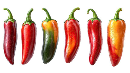 Chili Pepper Spectrum: A vibrant display of chili peppers showcases a diverse range of colors and stages of ripeness, offering a visual feast of culinary possibilities and fiery flavor profiles.