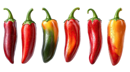 Chili Pepper Spectrum: A vibrant display of chili peppers showcases a diverse range of colors and stages of ripeness, offering a visual feast of culinary possibilities and fiery flavor profiles.