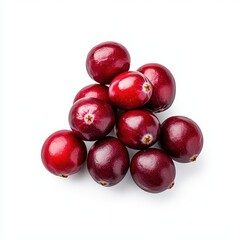 Obraz premium Fresh red cranberries pile on bright white background healthy fruit for juicing cooking and baking recipes