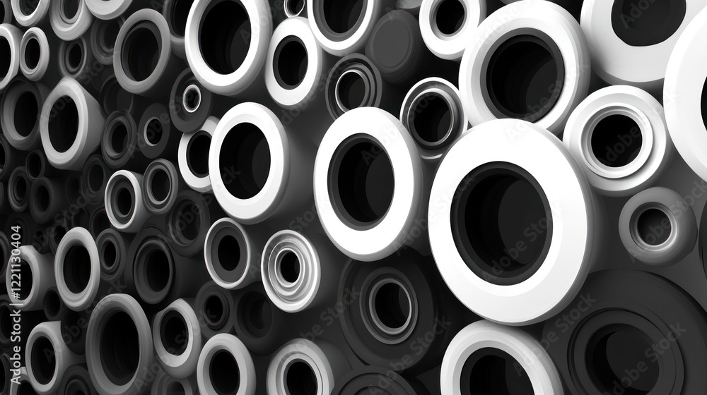Poster abstract monochrome circles: a 3d rendering of interlocking rings