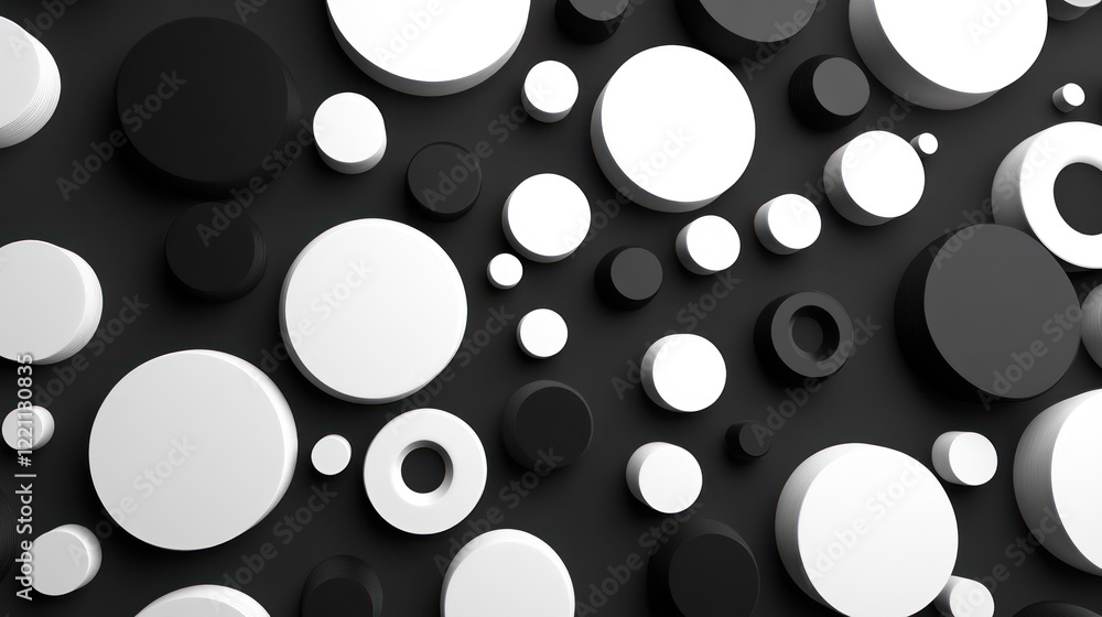 Poster abstract monochromatic composition of circular forms