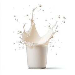 Splashing milk in a glass fresh dairy drink healthy nutrition creamy beverage refreshing white liquid close-up