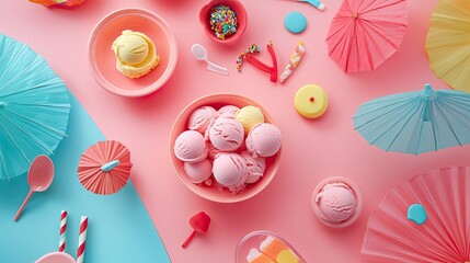 Fototapeta premium Colorful Ice Cream Scoops Summer Treat Delight