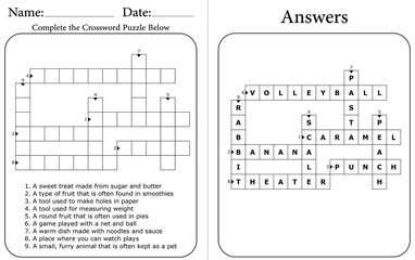 Printable Crossword Puzzle Worksheet: Digital Word Game for Kids & Teachers