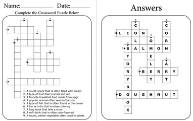 Printable Crossword Puzzle Worksheet: Digital Word Game for Kids & Teachers