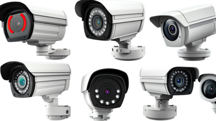 Surveillance Camera Array: A comprehensive display of security cameras, highlighting their diverse designs and advanced features, ensuring peace of mind and protection.