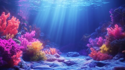 Obraz premium A colorful coral reef with a blue sky above it