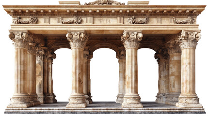 Fototapeta premium Ancient Architectural Grandeur: A majestic ancient structure with ornate columns and arches, exuding timeless elegance and historical significance.