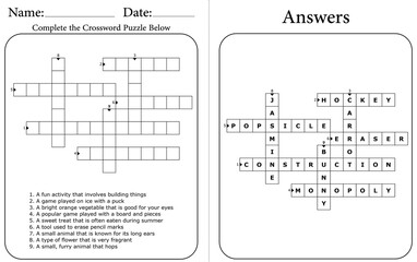 Printable Crossword Puzzle for Kids and Adults: Simple & Fun Word Game