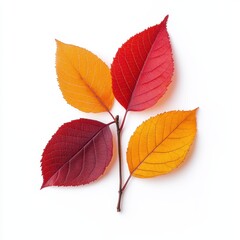 Fototapeta premium Autumn leaves on a white background colorful fall foliage natural beauty seasonal decor natures art