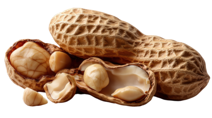 Peanut Paradise: Close-up shot of shelled and unshelled peanuts, their textures and forms, ready to eat. A snack's delight!