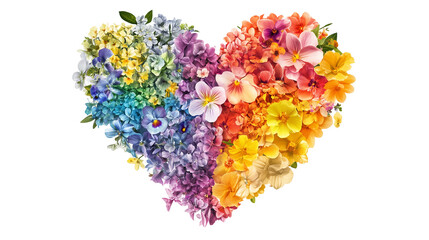 グラデーションの花 ハート型 色とりどりの花 虹色の花 透過素材