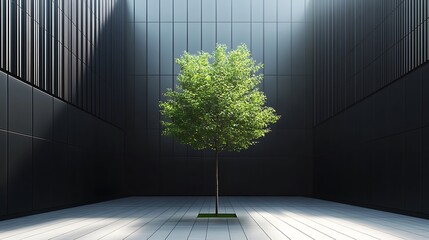 modern office building  exterior design in front of  tree