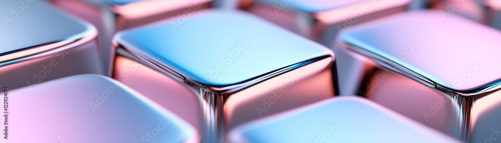 Poster modern background features metallic panels intersected by glowing neon stripes in blue and pink, cas