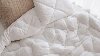 Obraz premium Cozy White Comforter with Pillow on Bed