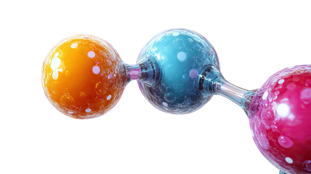 Molecular Bonds: Close-up view of interconnected, vibrant molecular structures, symbolizing the intricate connections and bonds within science and technology.