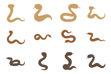 Simple Adder Snake Illustration Design Set