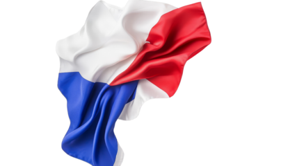 Elegant and Flowing Representation of the Russian Flag Featuring Bright Colors of Red, Blue, and White in a Captivating Fabric Texture Displaying Movement and Depth