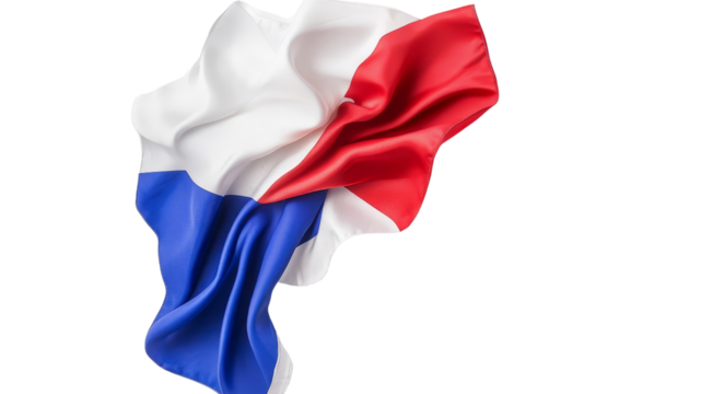 Elegant and Flowing Representation of the Russian Flag Featuring Bright Colors of Red, Blue, and White in a Captivating Fabric Texture Displaying Movement and Depth