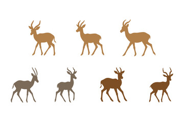 Simple Antelope Illustration Design Set