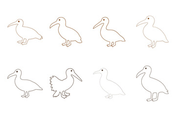 Outline Albatros Illustration Design Set