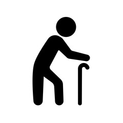 Old person icon, simple flat style, illustration, logo sign symbol pictogram template, for ui or ux isolated on white for mobile app, editable	