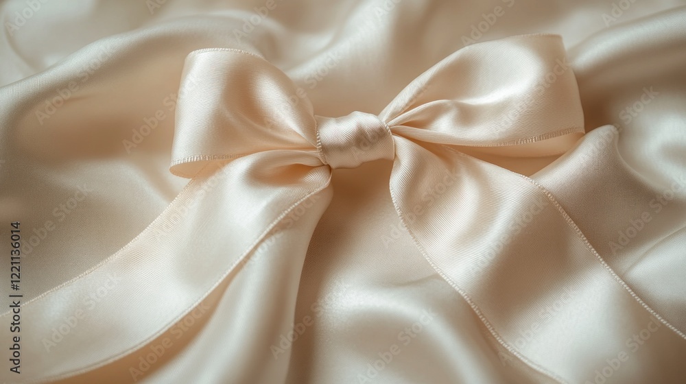 Poster elegant silk ribbon bow on a soft flowing fabric backdrop creating a beautiful abstract design