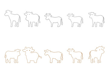Outline Calf Illustration Design Set