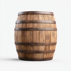 Fototapeta premium Wooden barrel isolated on white background rustic decor vintage style storage beverage kitchen accessories