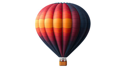 Obraz premium Hot Air Balloon Adventure: A vibrant hot air balloon, painted in rich hues of red, orange, and dark blue, floats gracefully against a clear sky, ready for an exciting adventure. 