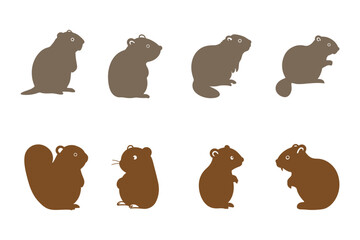 Simple Beaver Illustration Design Set