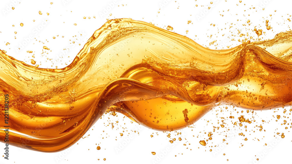 Poster amber liquid flow: a dynamic, abstract image showcasing a vibrant amber liquid flowing in elegant wa