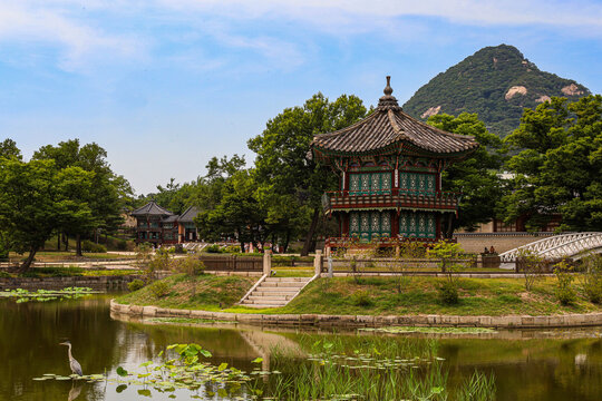 Jardin temple de Gyeongbokgung, S&eacute;oul, Cor&eacute;e du sud 
