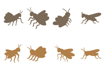 Simple Cricket Animal Illustration Design Set
