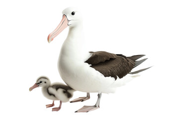 Fototapeta premium a an albatross with its chick isolated on a transparent background