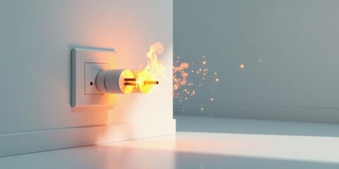 Electrical Outlet Fire Hazard  A Visual Depiction of Potential Domestic Electrical Malfunction and Safety Risk