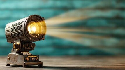 This spotlight projector beams a bright ray of light, creating an elegant atmosphere, perfect for highlighting the artistry in its design and the emotions evoked in its brilliance.