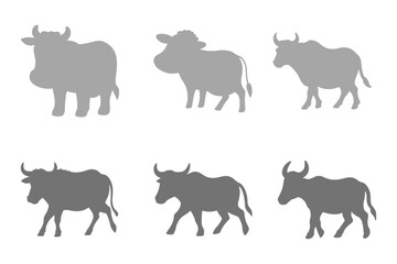 Simple Cow Illustration Design Set