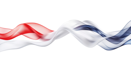 Elegant Flowing Fabric Ribbons in Red, White, and Blue Colors Waving Gracefully on a Black Background for Creative Designs and Illustrations