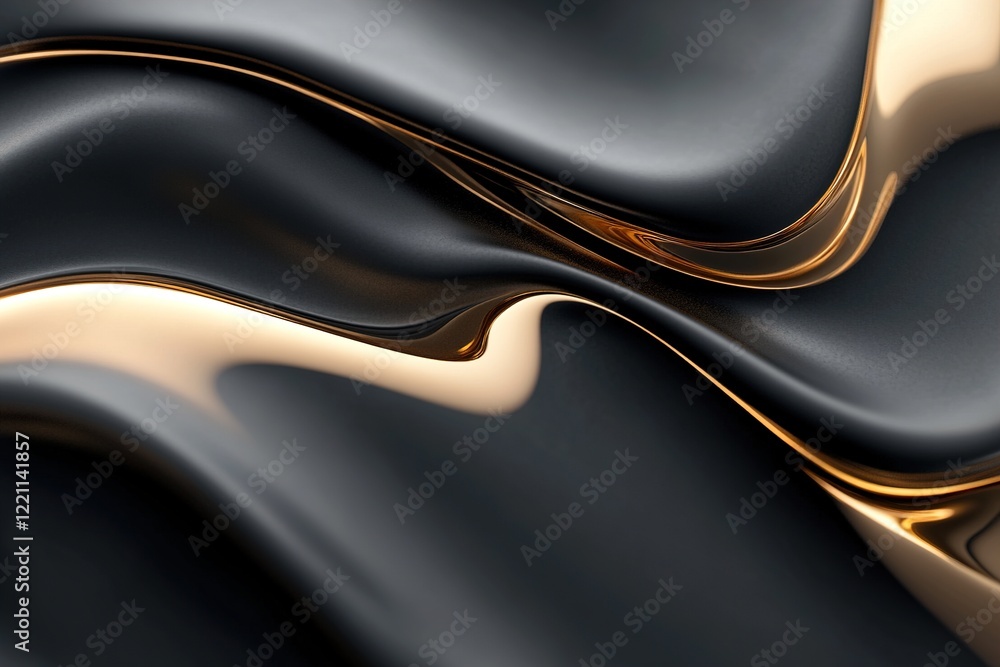 Poster intricate metallic textures flow seamlessly with glowing vein patterns in gold and silver. the compo