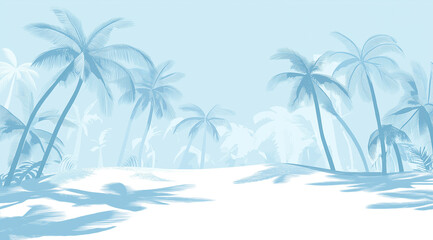 Fototapeta premium Abstract palm tree background on aqua blue with copy space