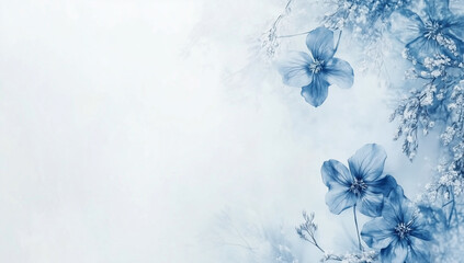 Blue flower background with copy space