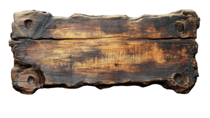 Rustic Wooden Sign: A weathered, worn wooden sign with a rich, brown patina and rough, uneven edges, perfect for adding a touch of rustic charm to any project.  