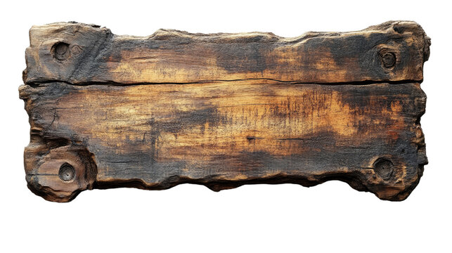 Rustic Wooden Sign: A weathered, worn wooden sign with a rich, brown patina and rough, uneven edges, perfect for adding a touch of rustic charm to any project.  