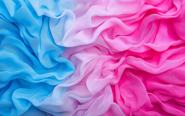 Obraz premium Pastel chiffon fabric texture background pink blue textile